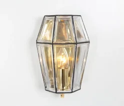 Pamono Iron and Glass Wall Light Sconces from Limburg, Germany, 1960s, Set of 2><noscript><img width=