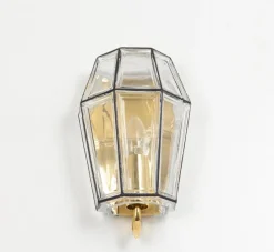 Pamono Iron and Glass Wall Light Sconces from Limburg, Germany, 1960s, Set of 2><noscript><img width=