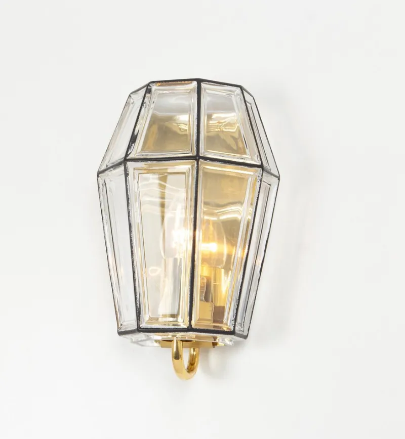 Pamono Iron and Glass Wall Light Sconces from Limburg, Germany, 1960s, Set of 2> Wall Lights & Sconces