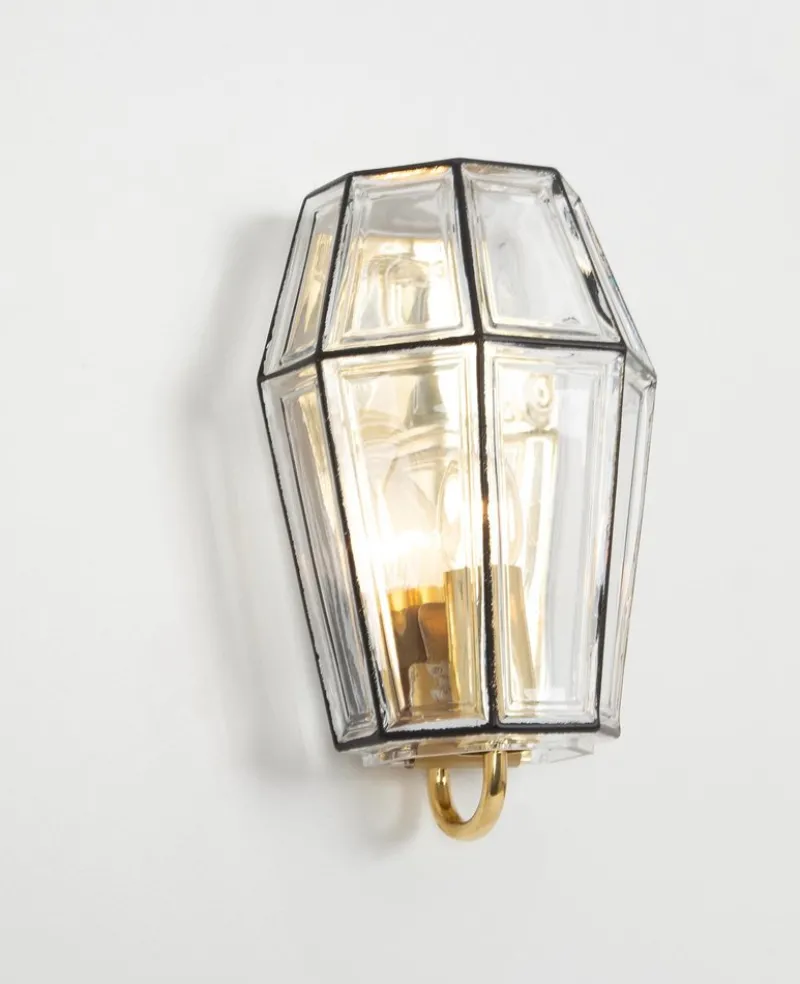 Pamono Iron and Glass Wall Light Sconces from Limburg, Germany, 1960s, Set of 2> Wall Lights & Sconces