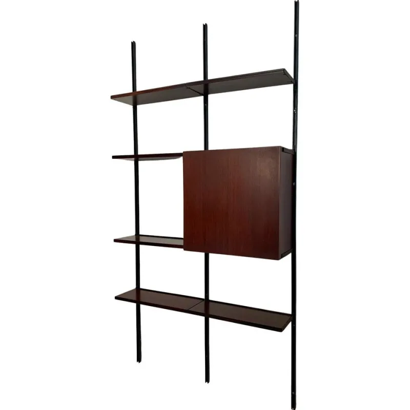 Pamono Iron and Wood Wall Bookcase by Osvaldo Borsani for Tecno, 1960s> Shelves & Wall Units