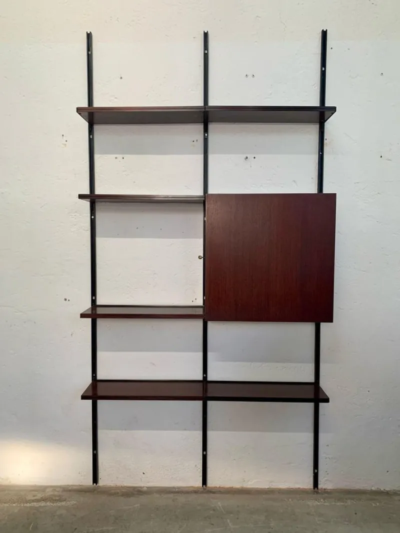 Pamono Iron and Wood Wall Bookcase by Osvaldo Borsani for Tecno, 1960s> Shelves & Wall Units