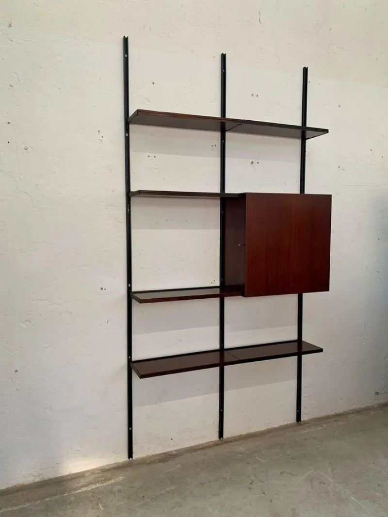 Pamono Iron and Wood Wall Bookcase by Osvaldo Borsani for Tecno, 1960s> Shelves & Wall Units