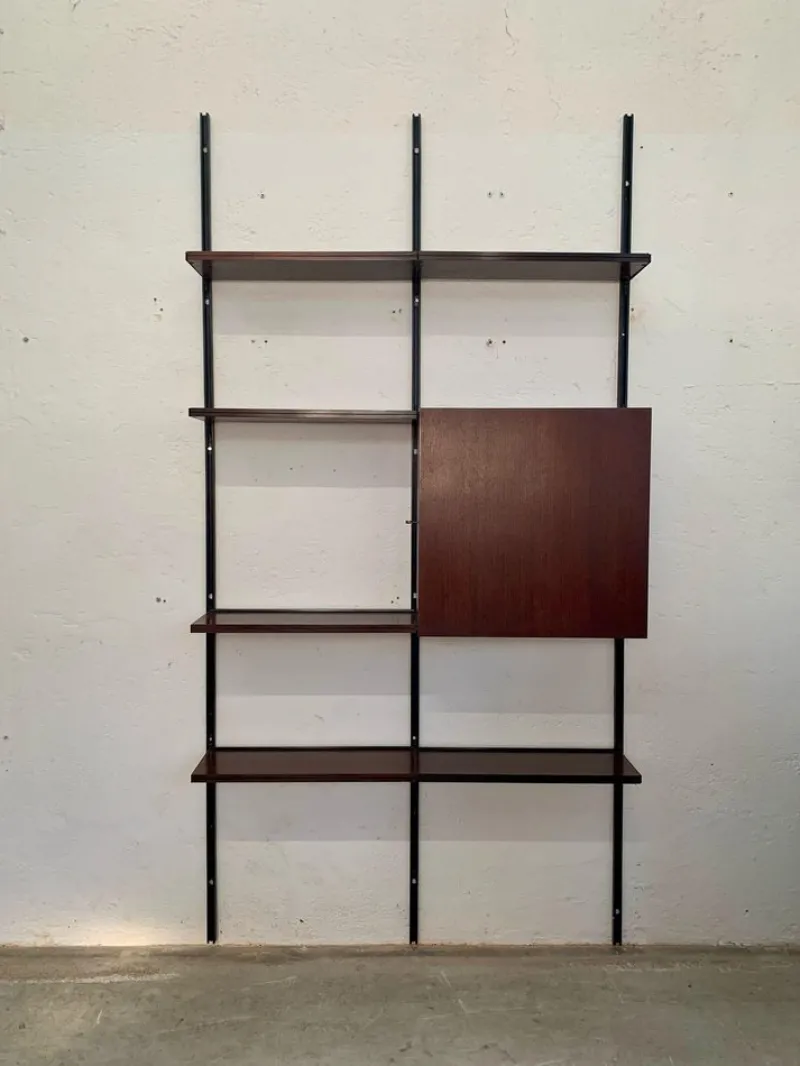 Pamono Iron and Wood Wall Bookcase by Osvaldo Borsani for Tecno, 1960s> Shelves & Wall Units