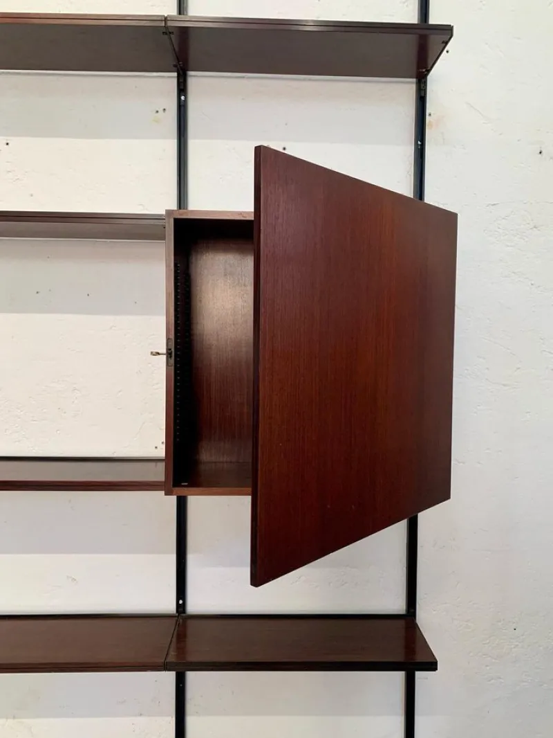 Pamono Iron and Wood Wall Bookcase by Osvaldo Borsani for Tecno, 1960s> Shelves & Wall Units