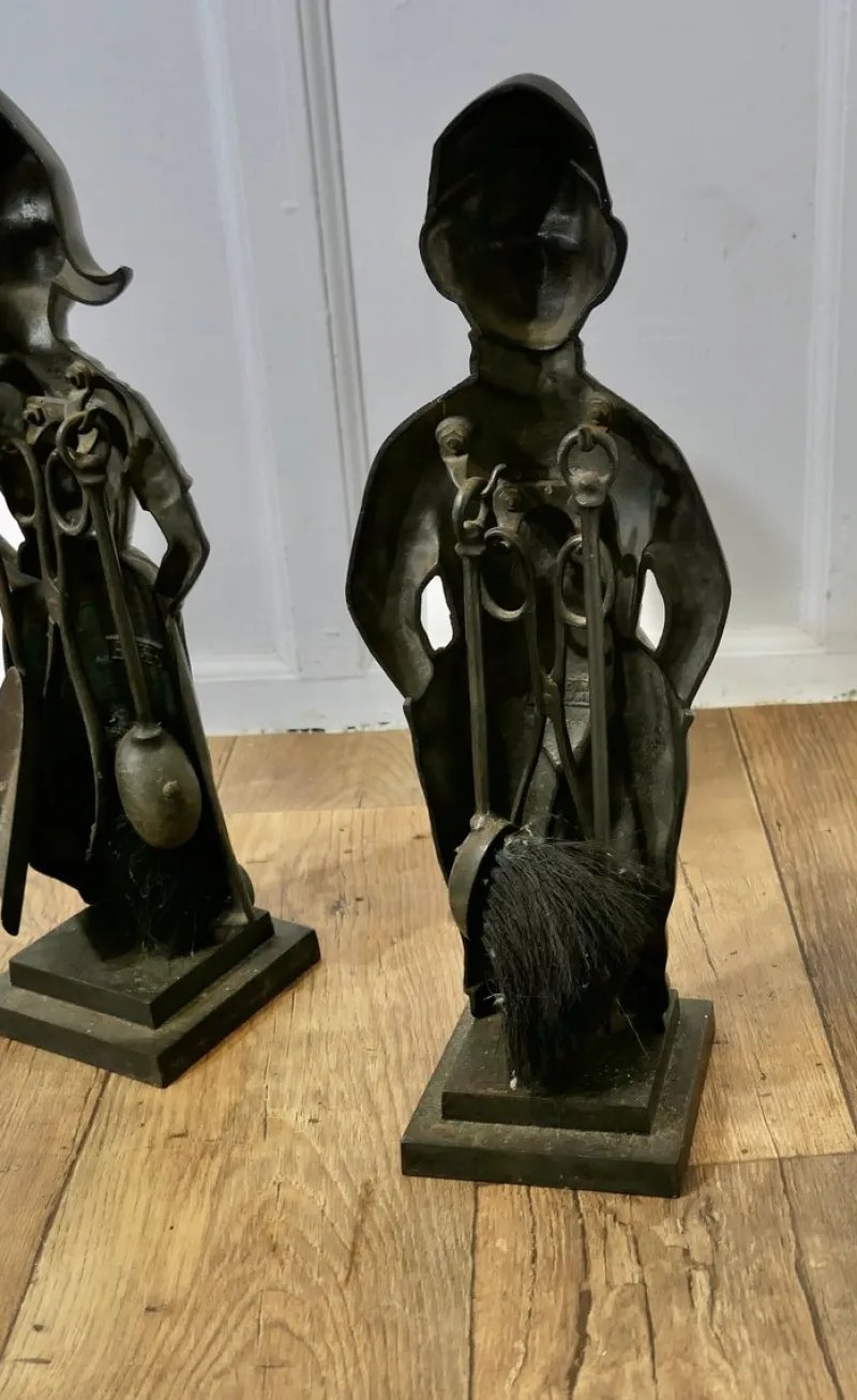 Pamono Iron Dutch Girl and Boy Companion Set, 1930s, Set of 8> Fireplaces And Mantels