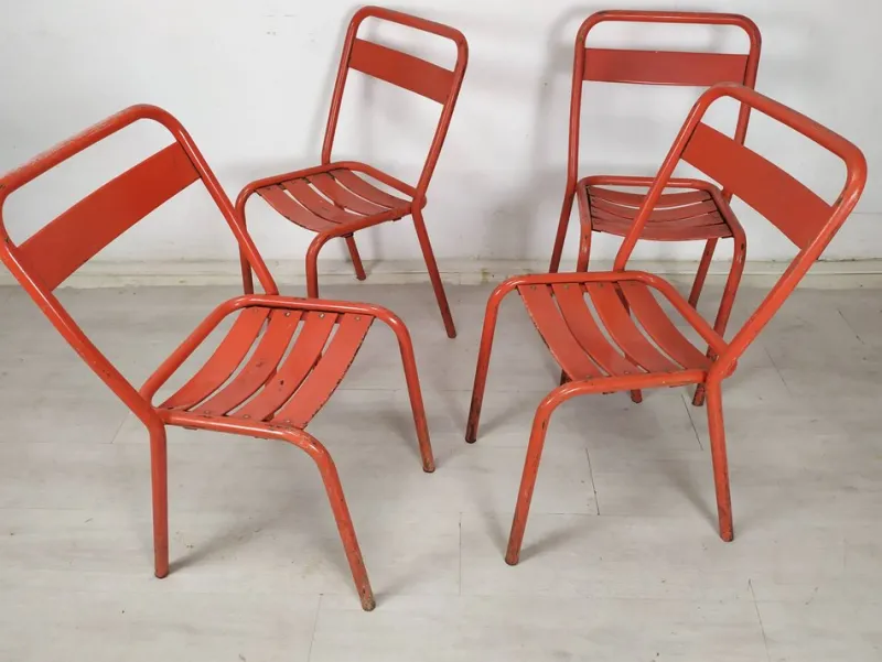 Outlet Pamono Iron Garden Chairs from Tolix, 1950s, Set of 4