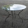 New Pamono Iron Outdoor Table with Round Glass Top, 1990s
