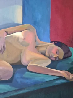 Clearance Pamono Isabelle Pardoe, Colorful Reclining Nude Woman, 2000s, Oil on Canvas