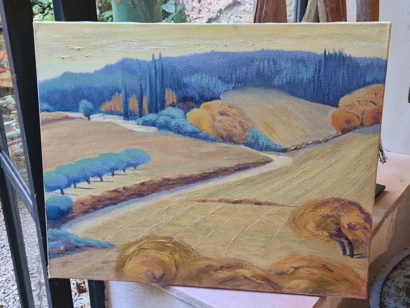 New Pamono Isabelle Pardoe, Colourful French Fauvist Landscape with Golden Wheatfields, 2000s, Oil on Canvas