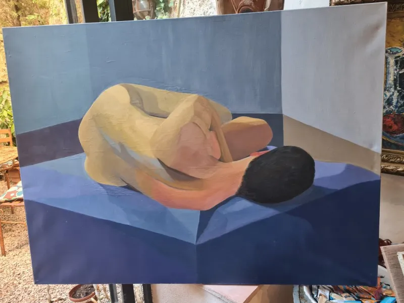 Best Pamono Isabelle Pardoe, Large Colorful Cubist Nude, 2000s, Oil on Canvas