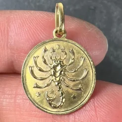 Discount Pamono Italian 18 Karat Yellow Gold Scorpio Zodiac Charm Medal Pendant, 1950s