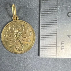 Discount Pamono Italian 18 Karat Yellow Gold Scorpio Zodiac Charm Medal Pendant, 1950s