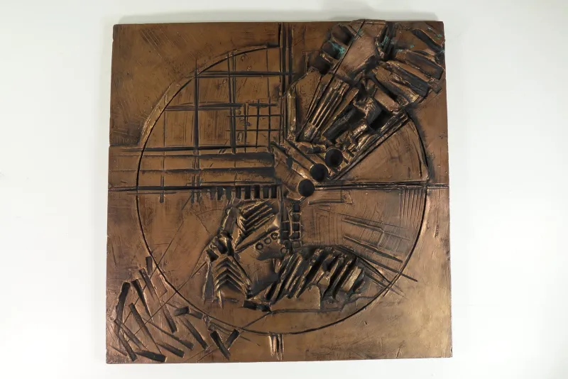 Hot Pamono Italian Abstract Sculpture Art Copper Panel