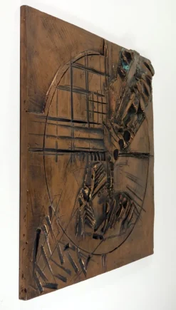 Hot Pamono Italian Abstract Sculpture Art Copper Panel