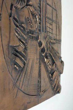 Hot Pamono Italian Abstract Sculpture Art Copper Panel