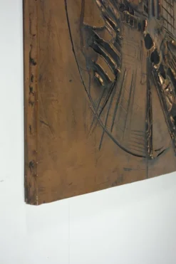 Hot Pamono Italian Abstract Sculpture Art Copper Panel