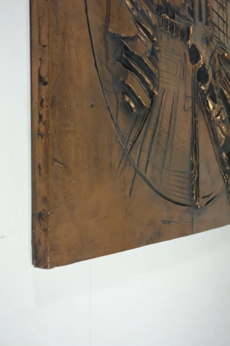 Hot Pamono Italian Abstract Sculpture Art Copper Panel