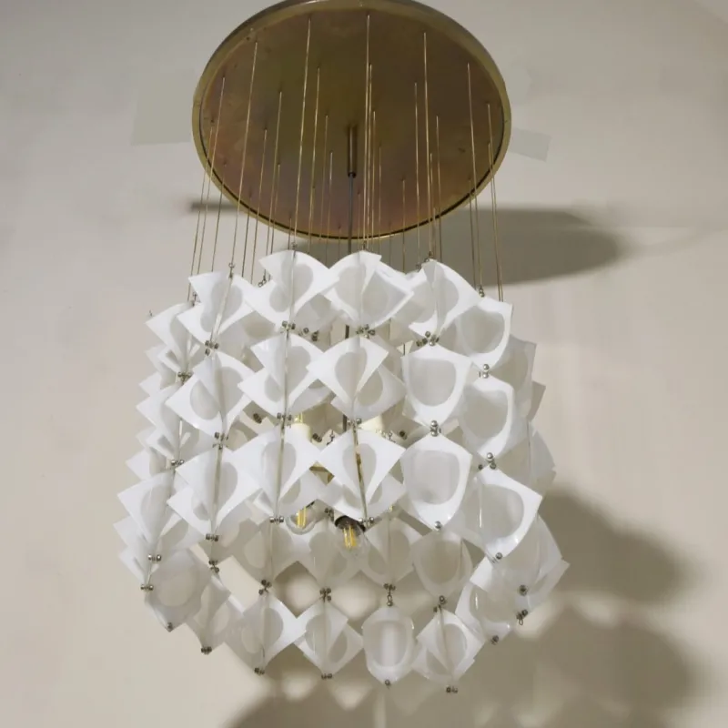 Pamono Italian Aluminum and Opaline Glass Ceiling Lamp from Mazzega, 1969> Ceiling Lights