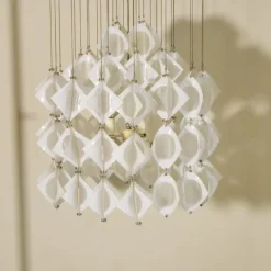 Pamono Italian Aluminum and Opaline Glass Ceiling Lamp from Mazzega, 1969><noscript><img width=