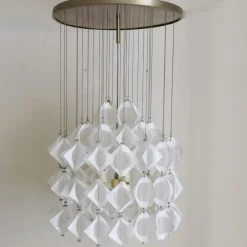 Pamono Italian Aluminum and Opaline Glass Ceiling Lamp from Mazzega, 1969><noscript><img width=