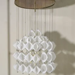 Pamono Italian Aluminum and Opaline Glass Ceiling Lamp from Mazzega, 1969><noscript><img width=