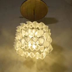 Pamono Italian Aluminum and Opaline Glass Ceiling Lamp from Mazzega, 1969><noscript><img width=