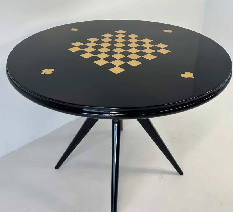Pamono Italian Art Deco Cards and Chess Play Table, 1950s