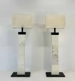 Sale Pamono Italian Art Deco Style Parchment Column Floor Lamps, 1980s, Set of 2
