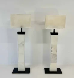 Sale Pamono Italian Art Deco Style Parchment Column Floor Lamps, 1980s, Set of 2