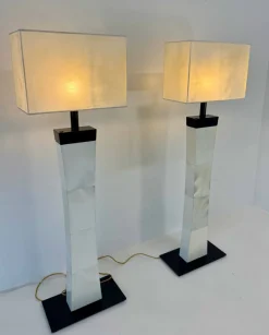Sale Pamono Italian Art Deco Style Parchment Column Floor Lamps, 1980s, Set of 2