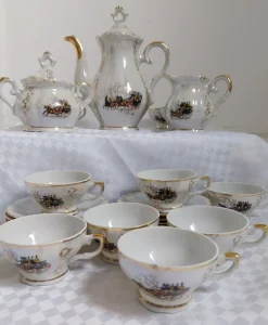 Pamono Italian Art Deco Tea Service Set in Porcelain, 1950s, Set of 19> Coffee & Tea Service