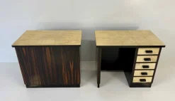 Clearance Pamono Italian Art Deco Twin Desks in Macassar and Parchment, 1940s, Set of 2