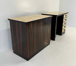 Clearance Pamono Italian Art Deco Twin Desks in Macassar and Parchment, 1940s, Set of 2