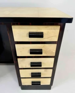 Clearance Pamono Italian Art Deco Twin Desks in Macassar and Parchment, 1940s, Set of 2