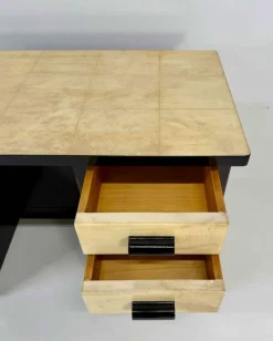 Clearance Pamono Italian Art Deco Twin Desks in Macassar and Parchment, 1940s, Set of 2