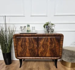 Sale Pamono Italian Art Deco Walnut Burl and Mirror Mosaic Dry Bar Cabinet by Paolo Buffa, 1940s