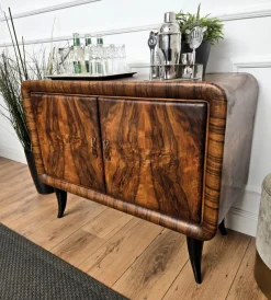 Sale Pamono Italian Art Deco Walnut Burl and Mirror Mosaic Dry Bar Cabinet by Paolo Buffa, 1940s