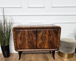 Sale Pamono Italian Art Deco Walnut Burl and Mirror Mosaic Dry Bar Cabinet by Paolo Buffa, 1940s