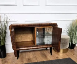 Sale Pamono Italian Art Deco Walnut Burl and Mirror Mosaic Dry Bar Cabinet by Paolo Buffa, 1940s