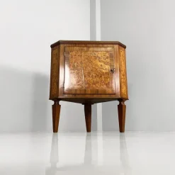Outlet Pamono Italian Art Deco Wood Corner Consoles with Black Marble Tops, 1940s, Set of 2
