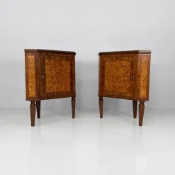 Outlet Pamono Italian Art Deco Wood Corner Consoles with Black Marble Tops, 1940s, Set of 2