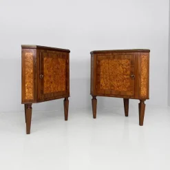 Outlet Pamono Italian Art Deco Wood Corner Consoles with Black Marble Tops, 1940s, Set of 2