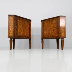 Outlet Pamono Italian Art Deco Wood Corner Consoles with Black Marble Tops, 1940s, Set of 2