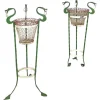 Pamono Italian Art Nouveau White Green Wrought Iron Vase Holders with Dragons, 1900s, Set of 2> Garden Tables