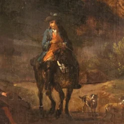 Pamono Italian Artist, Arcadian Landscape with Knight, 18th Century, Oil on Panel, Framed><noscript><img width=