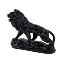 Best Pamono Italian Artist, Art Deco Lion, 1930s, Black Polished Fired Clay