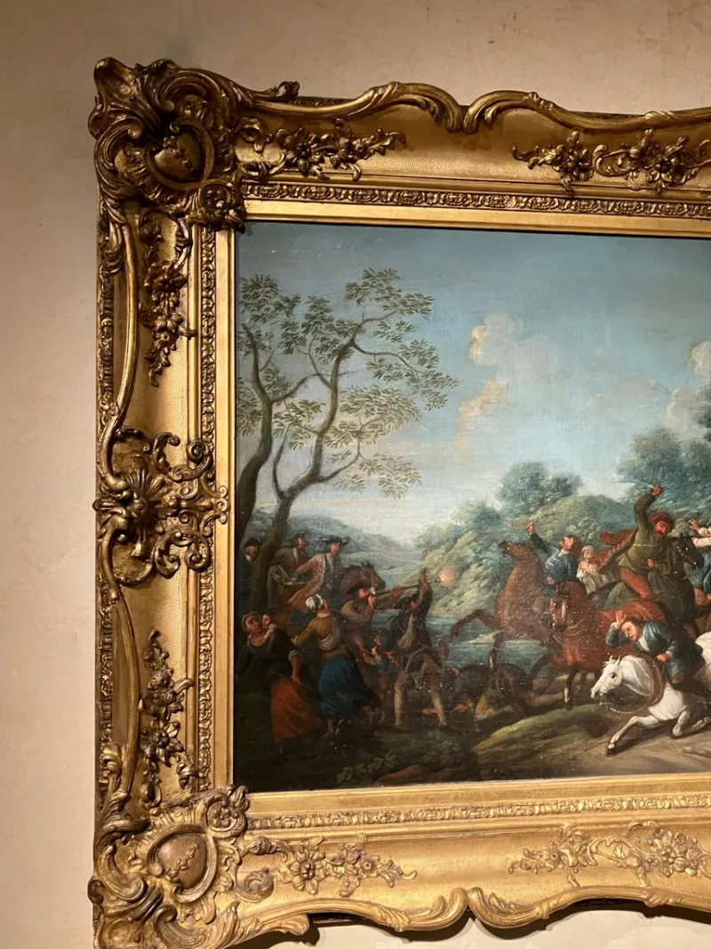 Pamono Italian Artist, Baroque Battle Scene, 1600s, Oil on Canvas, Framed> Old Masters