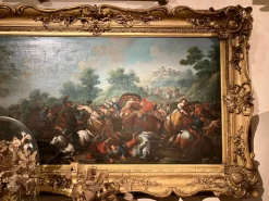 Pamono Italian Artist, Baroque Battle Scene, 1600s, Oil on Canvas, Framed><noscript><img width=