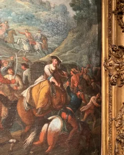 Pamono Italian Artist, Baroque Battle Scene, 1600s, Oil on Canvas, Framed><noscript><img width=